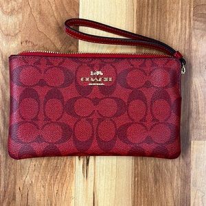 maroon Coach wristlet